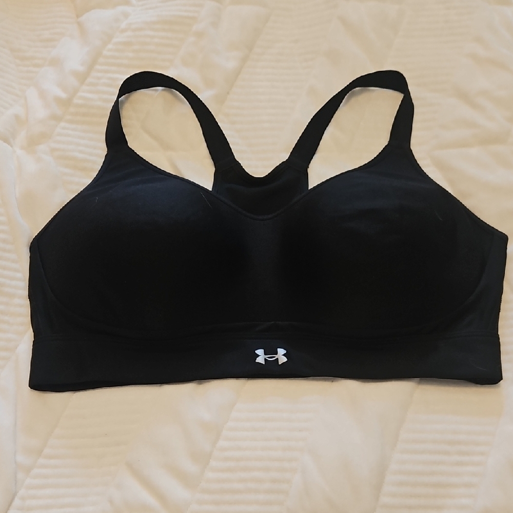 Under Armour Black Sports Bra with White Logo